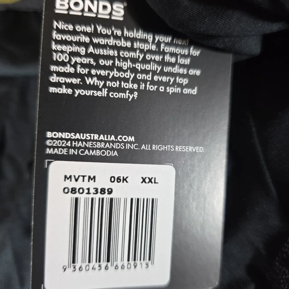 Bonds Underwear Anti-Chafing Boxer XXL 3 Pack Black & Grey/Green/Gold
